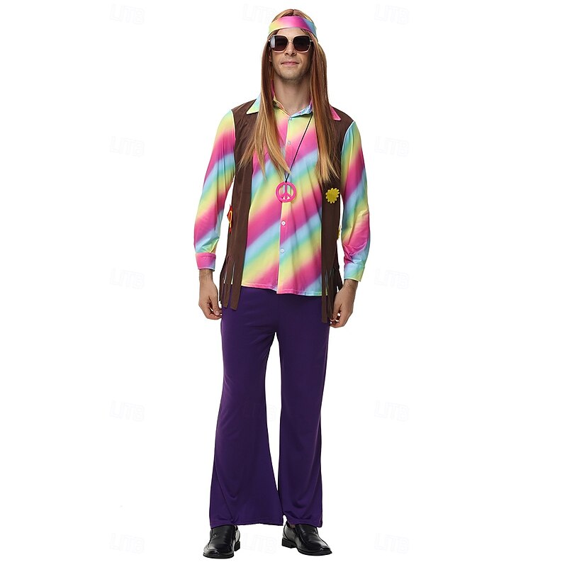 Ethnic Hippies Halloween Cosplay Costume Fancy Costume Carnival Costume 1970s Disco Adults' Men's Halloween Carnival Masquerade Party Easy Halloween Costumes Dress Up2