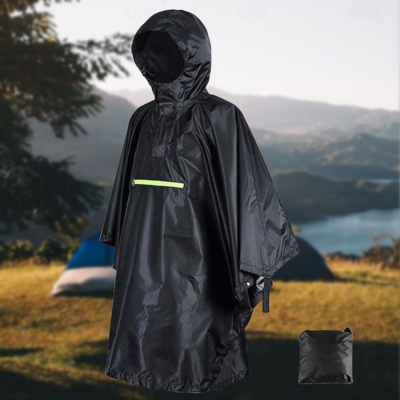 Unisex Hiking Raincoat Outdoor Waterproof Lightweight Rip-resistant Hiking Outfits Hiking Clothes Spring Autumn / Fall Hoodie Raincoat Rain Poncho Solid Color Black Orange