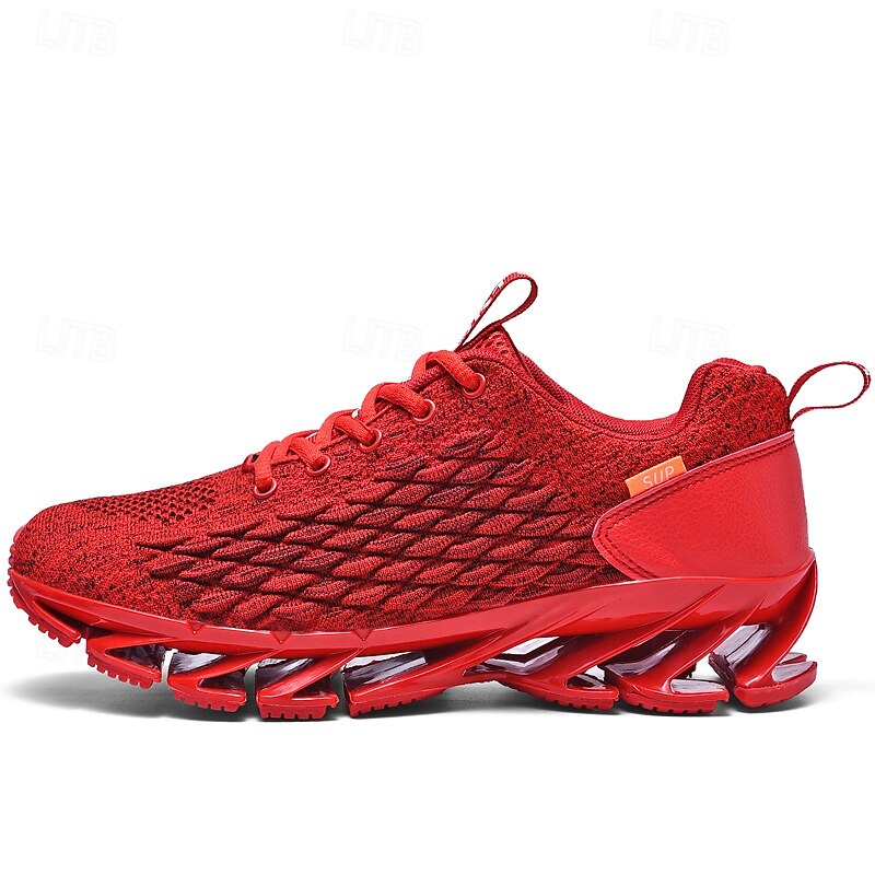 Men's Sneakers Flyknit Shoes Tissage Volant Comfortable Slip Resistant Lace-up Dark Red Black White 6