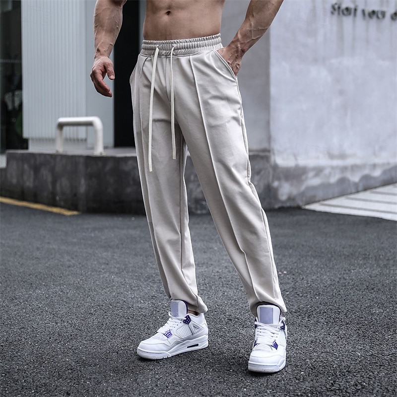 Men's Sweatpants Trousers Pocket Drawstring Elastic Waist Plain Comfort Sports Outdoor Daily Fashion Casual Black Dark Gray Micro-elastic