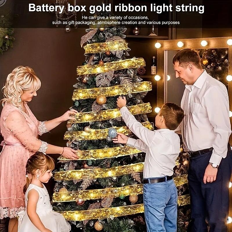 10M100Leds luminous ribbon Christmas tree wrapping decorative light string Halloween holiday wedding party gift packaging4