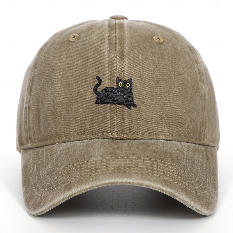 Men's Baseball Cap Sun Hat Trucker Hat White Dark Green Polyester Fashion Casual Street Daily Cat Adjustable Sunscreen Breathable