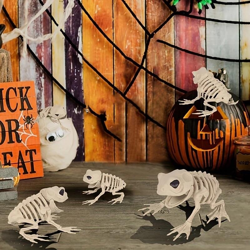 Spooky Skeleton Frog - Perfect For Halloween Decor & Party Props, Durable Plastic, No Power Needed