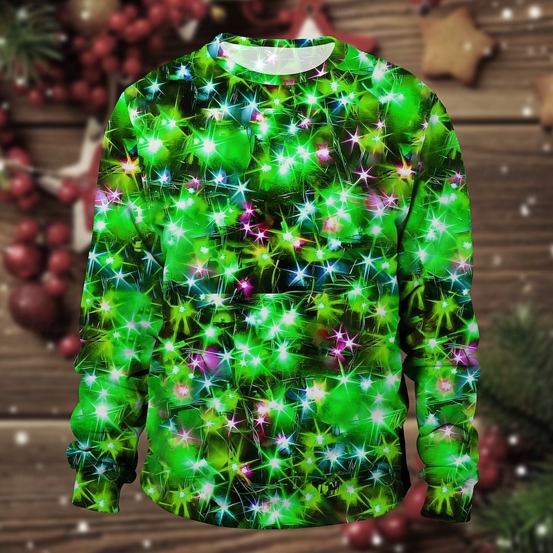 Christmas Christmas Lights Pullover Funny Christmas Sweatshirt 3D Print 3D Christmas Front Pocket Graphic For Couple's Men's Women's Adults' Christmas Masquerade 3D Print Party Festival4