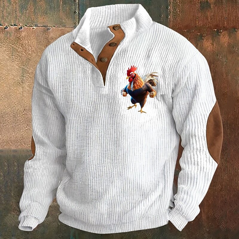 Men's Sweatshirt Black White Army Green Khaki Dark Gray Standing Collar Graphic Print Patchwork Daily Holiday Going out Corduroy Streetwear Casual Halloween Fall Winter Clothing Apparel Hoodies4