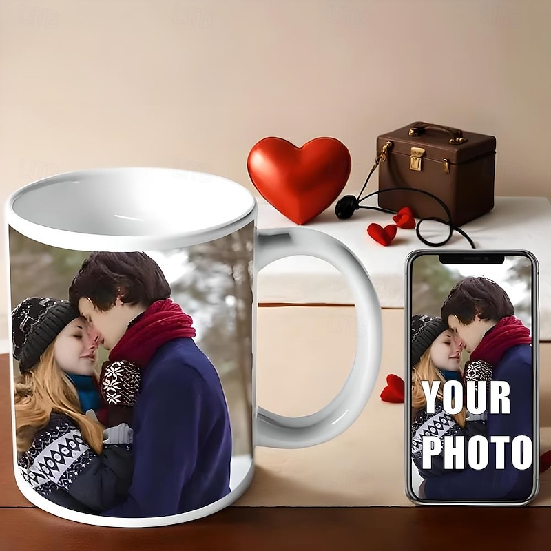 Personalized Photo Coffee Mug -Custom Wedding Gift for Couple Wedding Gift Mug with Pictures Christmas Gift Mug 330ml 11oz Ceramic Mug for Family Friends Couple Dad Mom