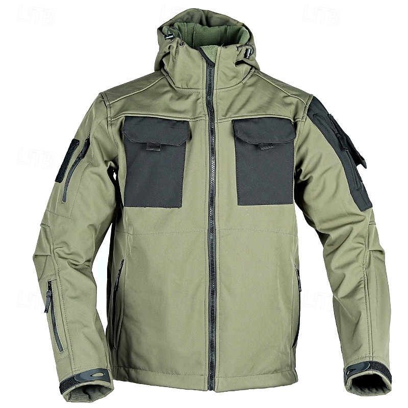 Men's Military Tactical Jacket Combat Jacket Hiking Jacket Outdoor Patchwork Waterproof Windproof Jacket Climbing Camping / Hiking / Caving Traveling Army Green Green Khaki2