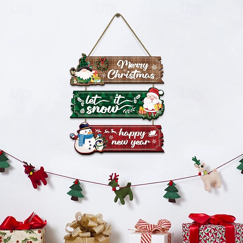 Wooden Christmas Listing Decoration Holiday Home Door Sign3