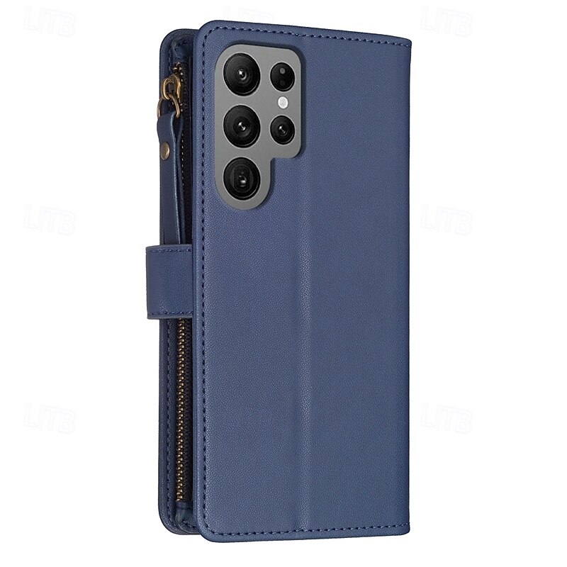 Phone Case For S25 S24 S23 S23 FE S22 S21 Ultra Plus A55 5G A35 5G A25 A15 Wallet Case with Stand Holder Zipper with Wrist Strap Retro TPU PU Leather3