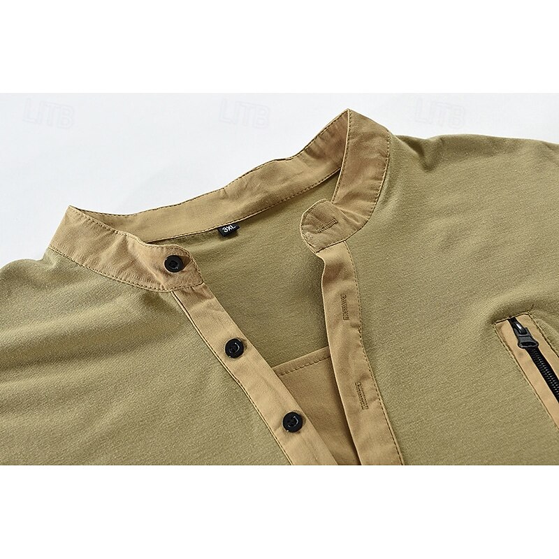 Men's T shirt Tee Solid Color Henley Normal Outdoor Home Long Sleeve Vintage Style Clothing Apparel Traditional / Vintage4