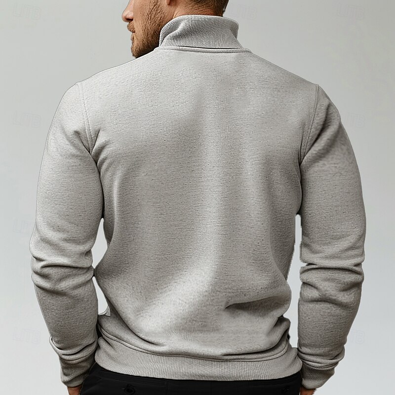 Men's Knit Solid Color Half Zip Knitwear Elegant Christmas Gifts Home Clothing Apparel Fall Winter Light Grey S M L2