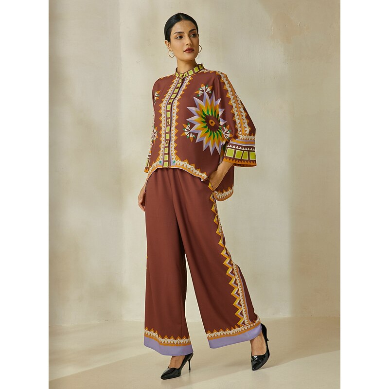 Brown Bohemia Loose Wide Leg Culottes2