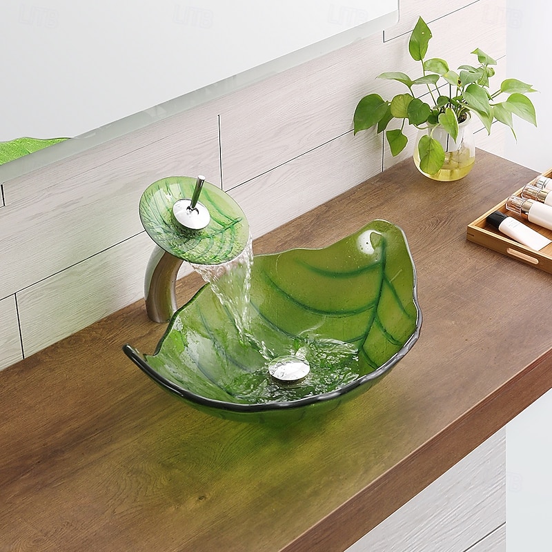 Vessel Sink for Bathroom Modern Leaf Style Bathroom Vanity Sinks Above Counter Countertop Basin sink