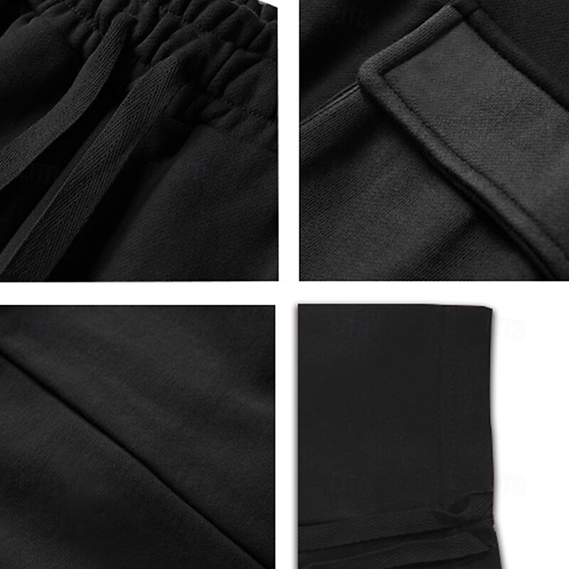 Men's Sweatpants Joggers Trousers Cargo Sweatpants Drawstring Elastic Waist Multi Pocket Plain Comfort Breathable Full Length Casual Daily Holiday Sports Fashion Black Blue Stretchy4