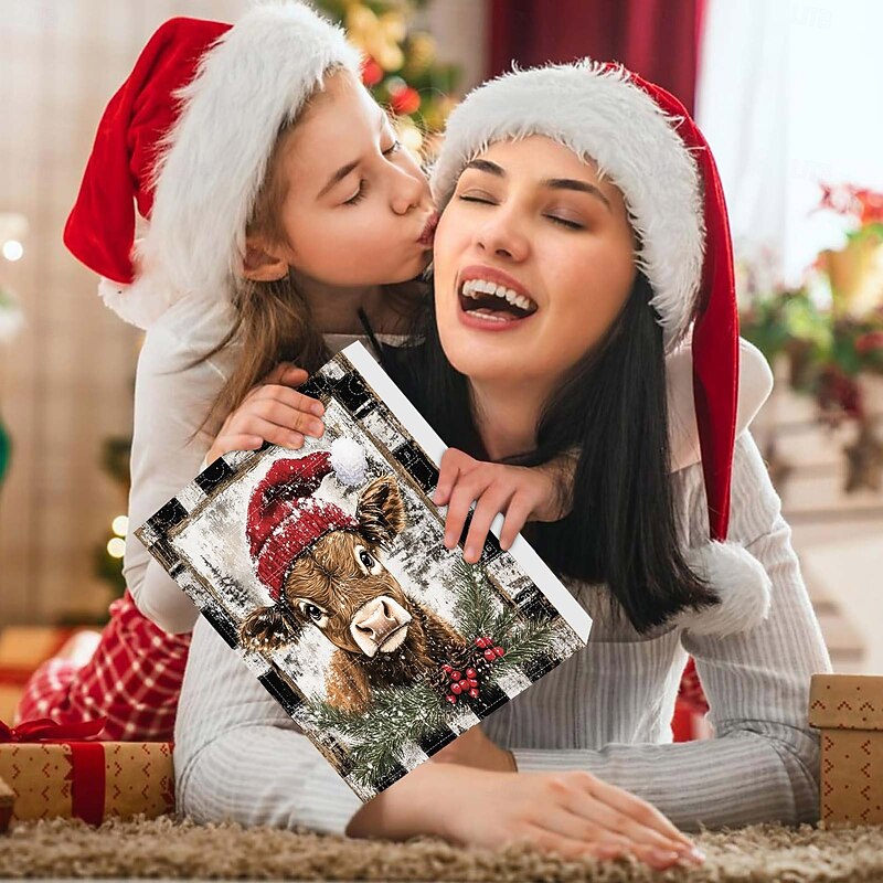 Christmas Advent Calendar Ornaments,2D Acrylic Cute Yak 24pcs Christmas Ornament Kit Gift 24 Days Countdown Mini Hanging Tree Xmas Ornaments for Christmas Party Decorations4