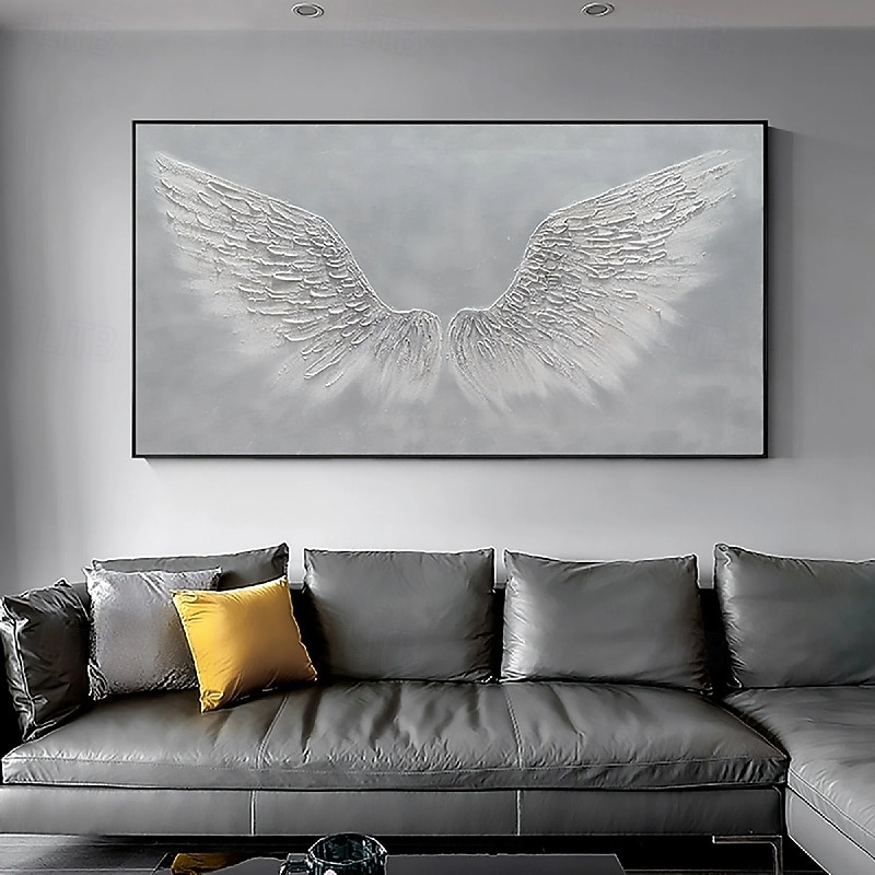 Golden Wing painting 100% Handmade White Angel Wings oil painting handmade Textured feather Painting Acrylic Abstract Oil Painting for Wall Decor Living Room Modern artwork4