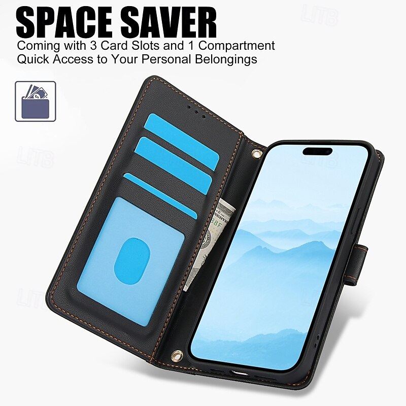 Phone Case For iPhone 16 15 14 Pro Max Plus 13 12 11 Pro Max Wallet Case Full Body Protective with Lanyard with Wrist Strap Retro TPU PU Leather2