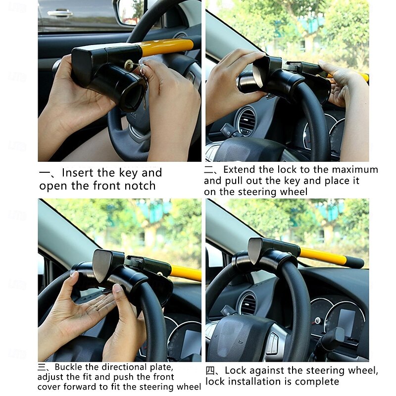 Steering Wheel T Lock Vehicle Security Steering Lock Anti Theft Car Device Steering Steadfast Shield Security Travel Lock Gear Car for Vehicle3