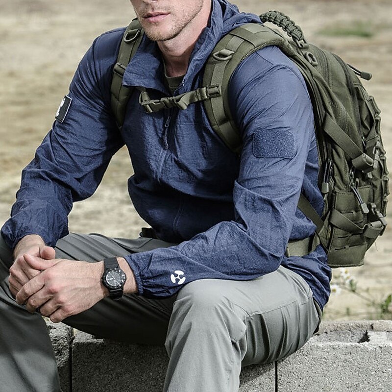 Men's Hiking Jacket Outdoor Windproof Water Resistant Lightweight Jacket Windbreaker Jacket Traveling Blue Green Khaki Grey2