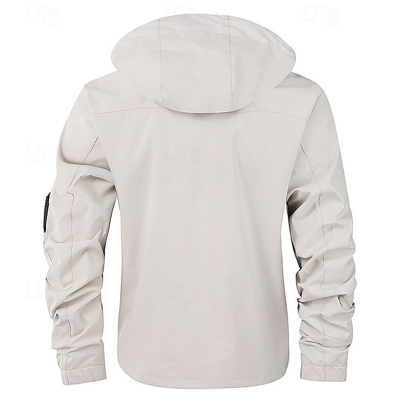 Men's Winter Coat Winter Jacket Sport Coat Raincoat Outdoor Camping & Hiking Waterproof Windbreaker Zipper Pocket Fall Winter Solid Color Fashion Streetwear Hooded Regular Black White Dark Red Jacket3