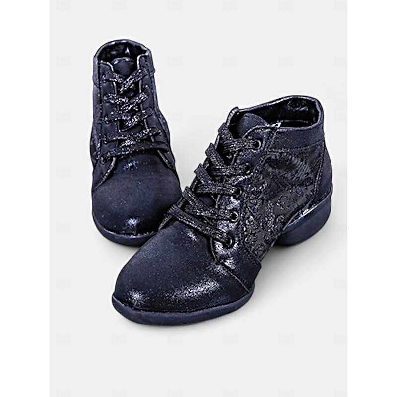 Women's Silver Lace-Up Dance Shoes with Mesh Floral Panels and Soft Sole, Ideal for Ballroom, Latin, and Jazz Dancing 9