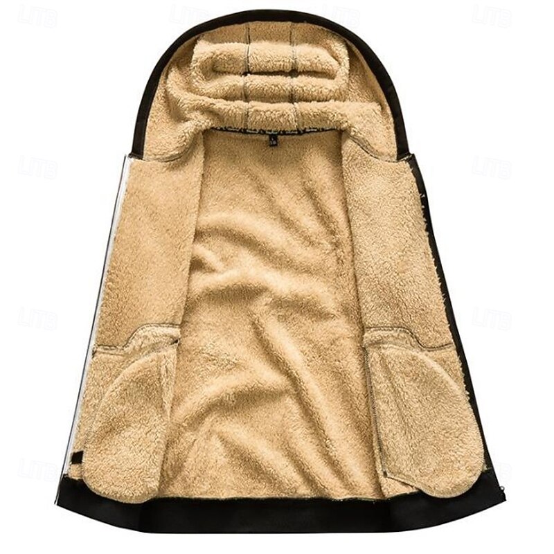 Men's Hoodie Full Zip Hoodie Fleece Jacket Fleece lined Hoodie Black White Army Green Navy Blue Royal Blue Hooded Plain Sports & Outdoor Daily Holiday Polyester Vintage Streetwear Casual Fall & Winter2