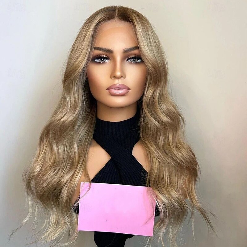 Human Hair 13x4 Lace Front Wig Free Part Brazilian Hair Wavy Blonde Multi-color Wig 130% 150% Density Highlighted / Balayage Hair Glueless For Women Long Human Hair Lace Wig2