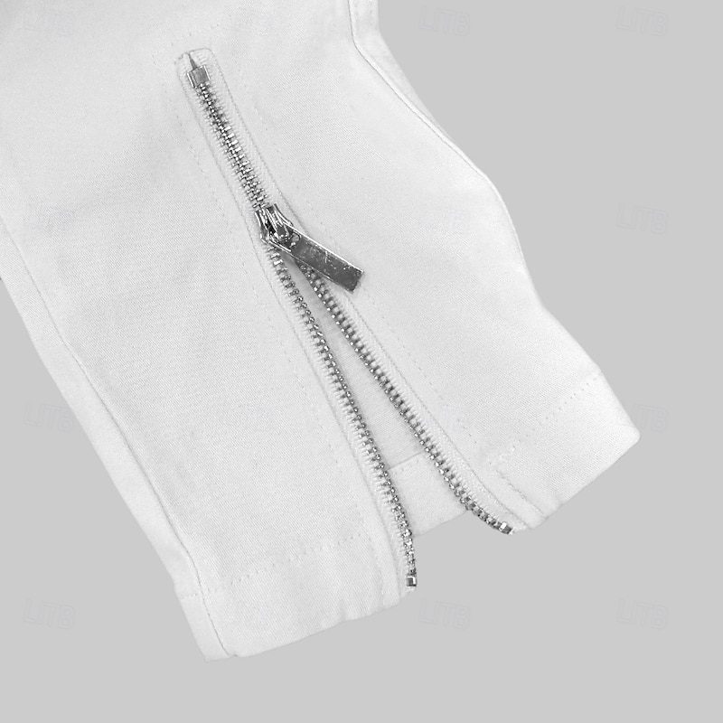 Men's Cargo Pants Trousers Chinos Casual Pants Zipper Cargo Pocket Plain Comfort Breathable Full Length Casual Daily Holiday Fashion Basic Black White Micro-elastic2