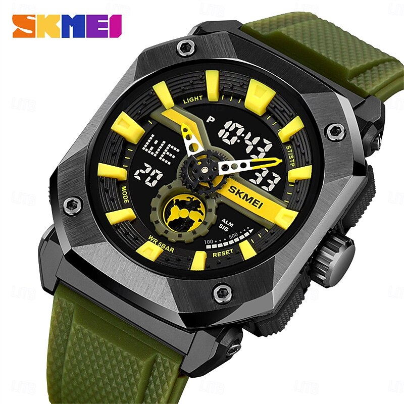 SKMEI Men Digital Watch Outdoor Sports Fashion Casual Luminous Stopwatch Alarm Clock Countdown TPU Watch