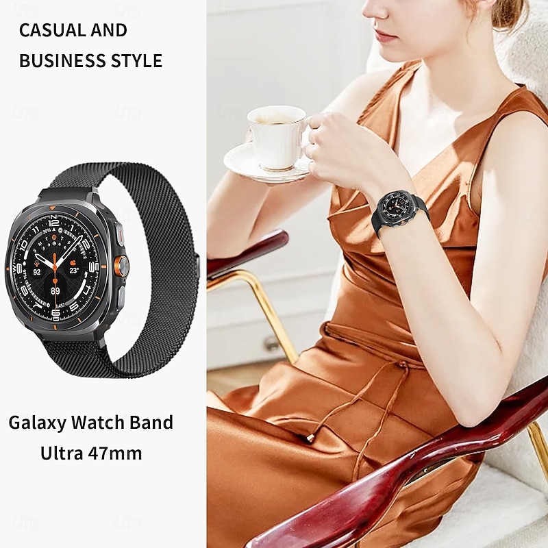 2 Pack Watch Band for Samsung Galaxy Watch 7/6/5/4  40/44mm, Watch 5 Pro 45mm, Watch 6 Classic 43/47mm, Watch 4 Classic 42/46mm Watch Ultra 47mm Stainless Steel Replacement  Strap with Removal Tool4