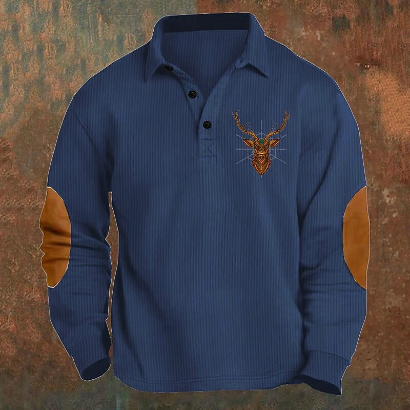 Men's Corduroy Shirt Golf Shirt Work Casual Lapel Long Sleeve Basic Modern Color Block Reindeer Patchwork Button Spring &  Fall Regular Fit Black Army Green Navy Blue Light Brown Gray Corduroy Shirt2