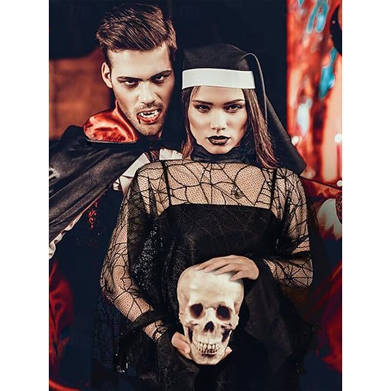 Women's Spider Web Lace Shawl - Gothic Halloween Costume Cape for Parties and Cosplay3