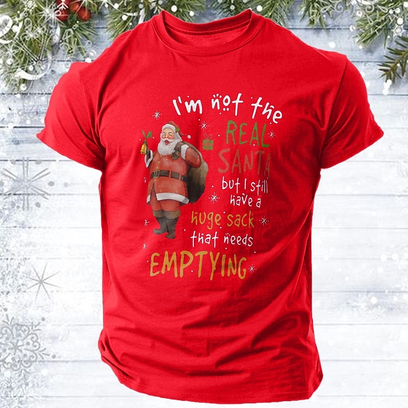 Christmas Men's Santa Claus Letter Printed Funny funny christmas T Shirt 100% Cotton Short Sleeve Graphic Shirt Black Wine Red Comfortable Tee Festival Fashion Designer Clothing3