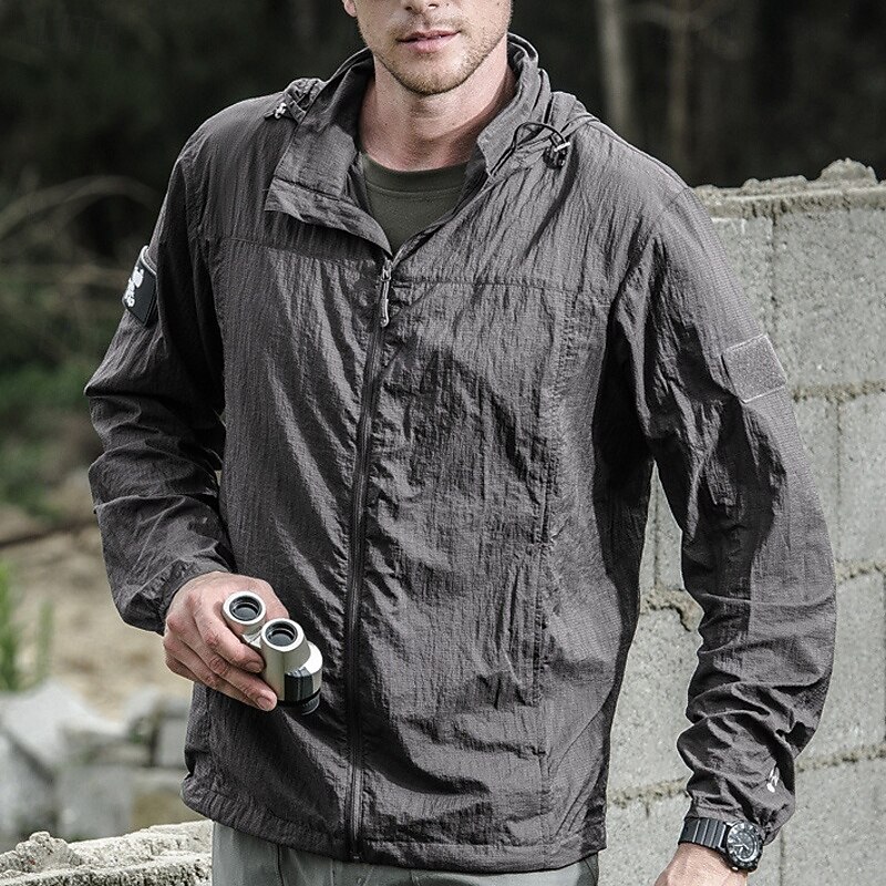 Men's Hiking Jacket Outdoor Windproof Water Resistant Lightweight Jacket Windbreaker Jacket Traveling Blue Green Khaki Grey3