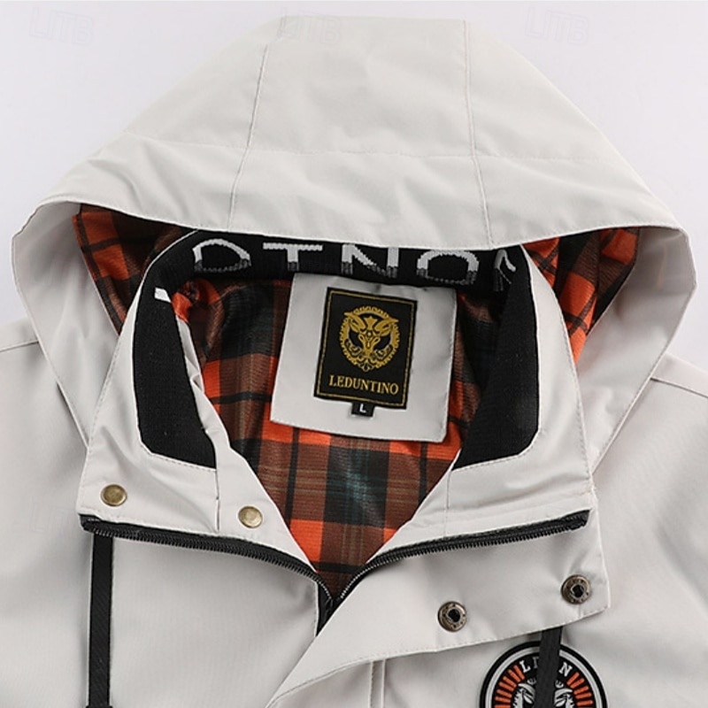 Men's Sport Coat Hiking Jacket Parka Windcheater Jacket Sports Outdoor Camping & Hiking Waterproof Windbreaker Zipper Pocket Fall Winter Solid Color Active Hooded Regular Black White Yellow Burgundy4