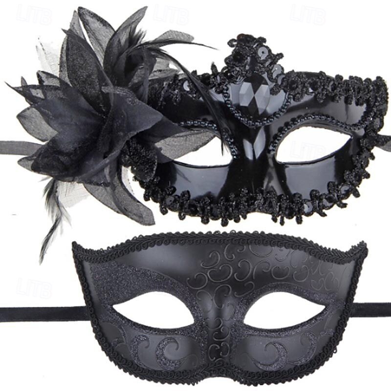 Couples Columbina Mask Venetian Mask Metal Finish Sexy Costume Adults Party Masquerade Carnival Mardi Gras Easy Carnival Costumes2