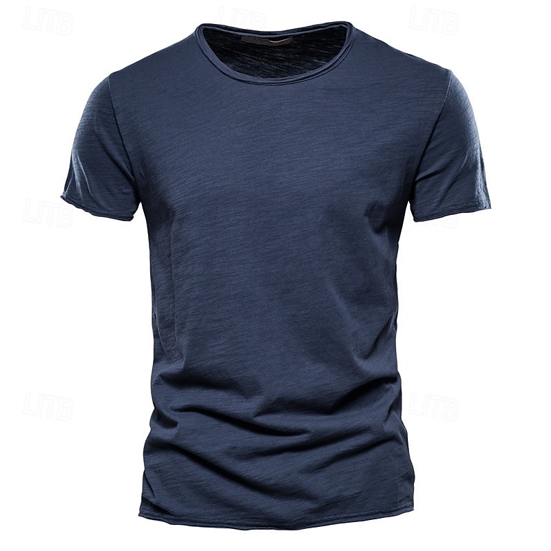 100% Cotton Men's T-shirt Fashion Cut Design Soild Tops Tees Short Sleeve Summer T Shirt For Men4