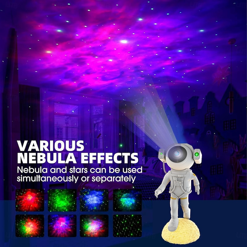 Astronaut Starry Sky Projection Light with Remote Control, Type-C USB Charging Running Astronaut Shape for Christmas, Halloween, Party Decorations, Festive Atmosphere, Gift