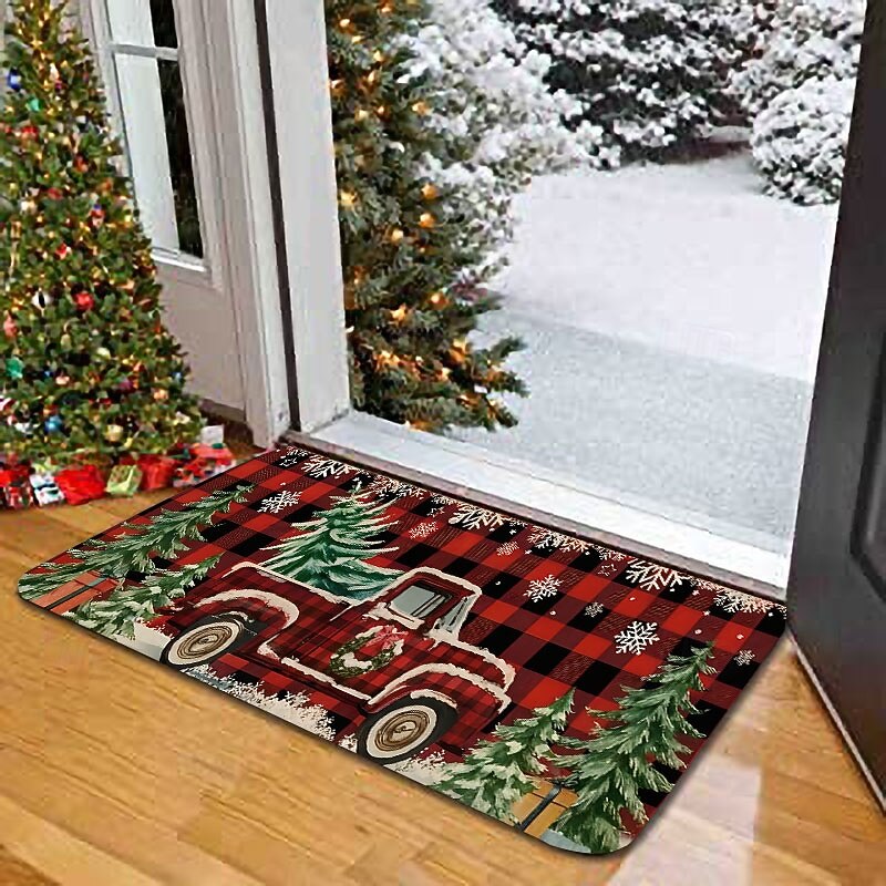 Christmas Multi-Color Stone Bathroom Bath Mats Creative Absorbent Bathroom Rug Flannel Non3