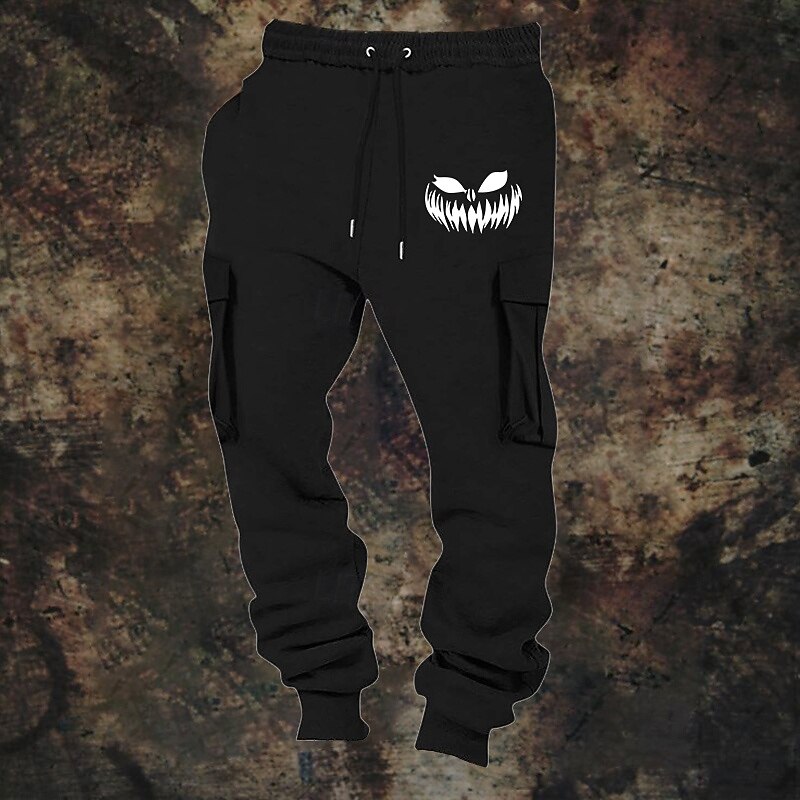 Men's Sweatpants Joggers Trousers Cargo Sweatpants Elastic Waist Multi Pocket Elastic Cuff Animal Deer Wearable Outdoor Daily Camping & Hiking Fashion Classic Black Red3