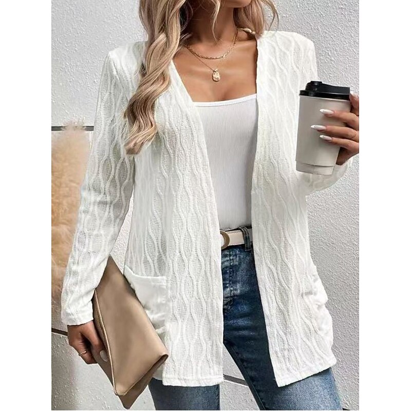 Women's Tunic Dressy Tops Elegant Daily Lace Long Sleeve V Neck White Spring Fall Winter