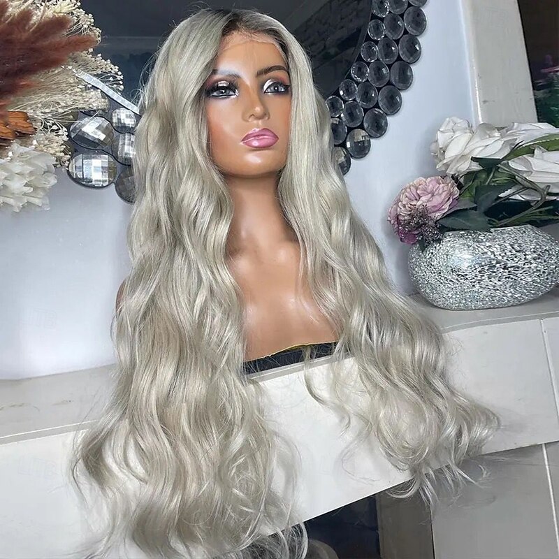 Remy Human Hair 13x4 Lace Front Wig Free Part Brazilian Hair Wavy Multi-color Wig 130% 150% Density Ombre Hair 100% Virgin Glueless For Women Long Human Hair Lace Wig