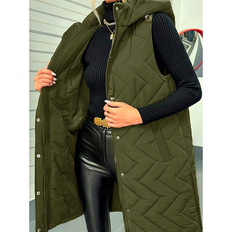 Women's Shrugs Elegant Sleeveless Hooded Army Green Spring Fall Winter3