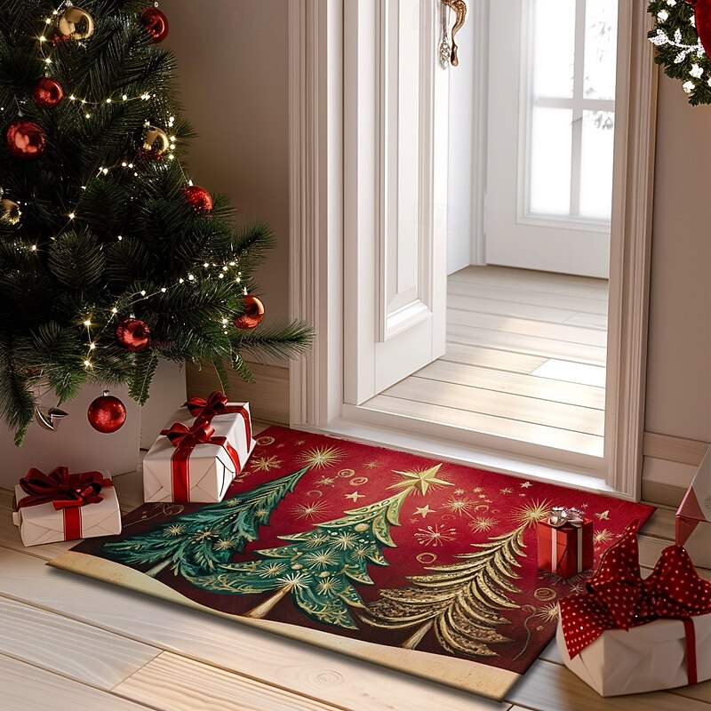 Christmas Decorations Doormat Christmas Trees Kitchen Mat Floor Mat Non-Slip Area Rug Oil Proof Rug Indoor Outdoor Mat Bedroom Decor Bathroom Mat Entrance Rug3
