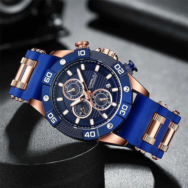 CRRJU Men Watches Top Brand Luxury Quartz Silicone Strap Sport Waterproof Clock with Luminious Quartz Watch2