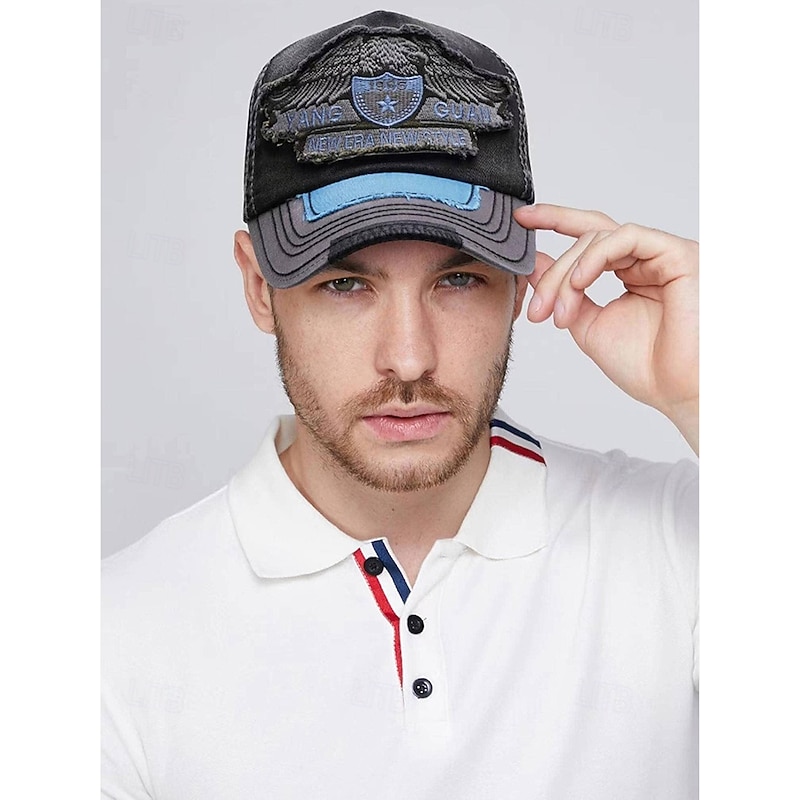 Vintage Distressed Baseball Cap with Embroidered Eagle Patch – Men's Casual Outdoor Hat for Sports and Fashion2