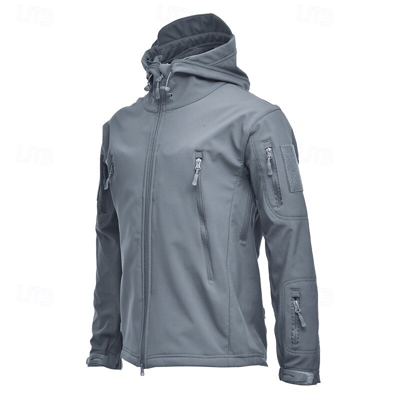 Men's Hiking Jacket Winter Outdoor Waterproof Windproof Front Zipper Lightweight Jacket Full Zip Camping / Hiking / Caving Dark Grey Black Army Green Khaki3