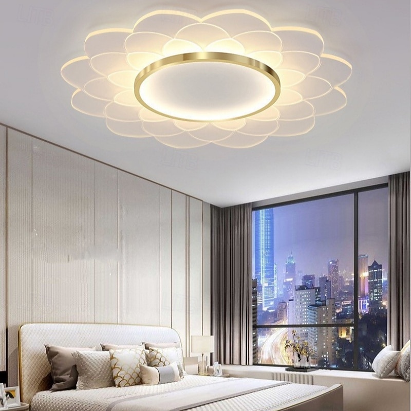 LED Ceiling Light Stepless Dimming 40/50/60cm 1-Light Luxury Flower Type Flush Mount Modern Design Metal Acrylic Hallways Staircases Dining 110-240V ONLY DIMMABLE WITH REMOTE CONTROL2