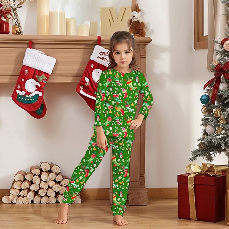 Snowman Family Christmas Pajamas Nightwear Men's Women's Boys' Girls' Family Matching Outfits Sweet Adults Kid's Christmas New Year Christmas Eve Christmas Vacation Home Wear Top Pants4