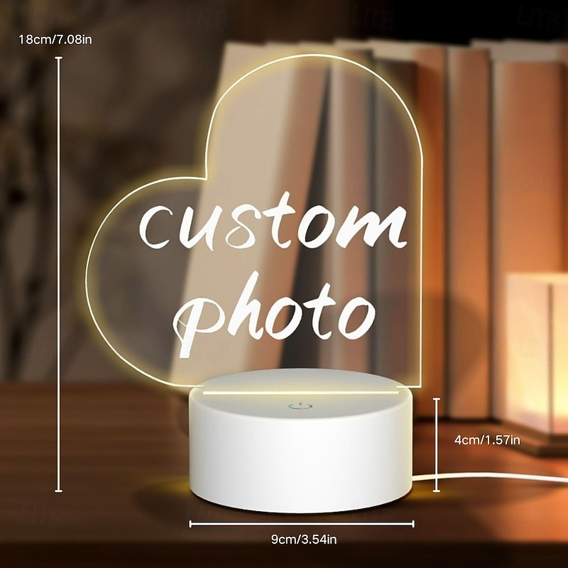 Personalized Light Up Photo Lamp Custom Valentines Heart Shaped USB Night Light Ideal for Valentine's Day and Anniversary Gift for Wife Husband or Lovers3
